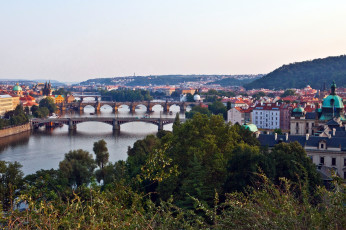 Картинка города прага Чехия мосты река панорама