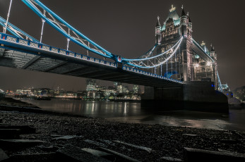 Картинка города лондон великобритания огни мост река ночь
