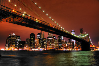 Картинка города нью йорк сша манхэттен мост на бруклин