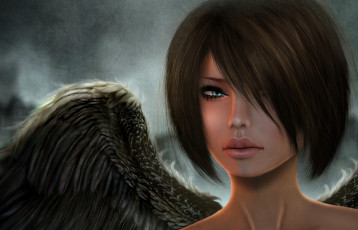 Картинка 3д графика angel ангел лицо крыло