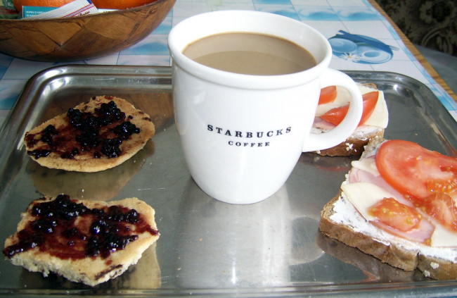 Обои картинки фото еда, разное, бутерброды, гренки, кофе, завтрак