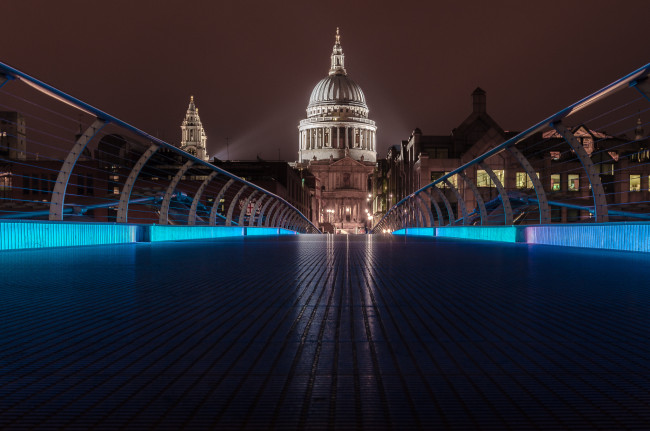 Обои картинки фото города, лондон, великобритания, город, мост, посветка, ночь