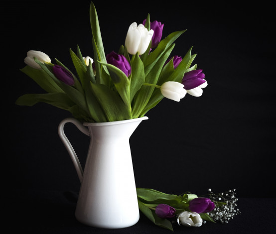 Обои картинки фото цветы, тюльпаны, кувшин