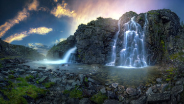 Картинка природа водопады потоки камни скалы