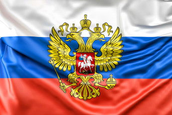 Картинка разное флаги +гербы красный синий белый флаг герб россия знамя российская федерация золотой двуглавый орёл
