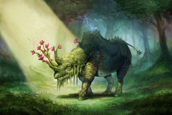 Картинка фэнтези существа цветы лес