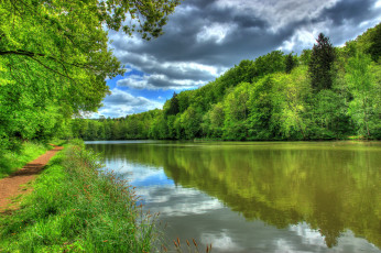 Картинка германия гессен лих природа реки озера берег река