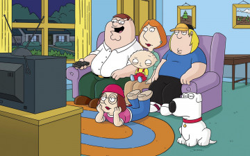 Картинка мультфильмы family guy телевизор комната семя
