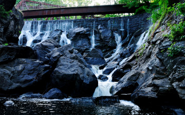 Картинка водопад природа водопады река мост пейзаж
