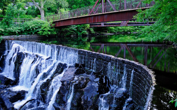 Картинка водопад природа водопады река мост пейзаж