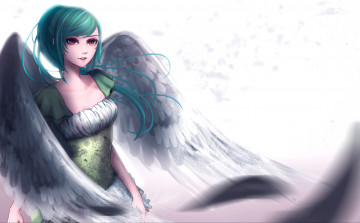 Картинка аниме -angels+&+demons art eropupepo ангел крылья улыбка взгляд девушка