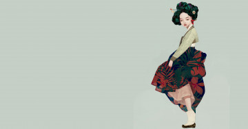 Картинка векторная+графика люди+ people девушка korean geisha гейша арт siwoo kim
