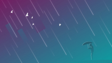 Картинка векторная+графика люди+ people лазурно-серый man прямоугольник приглушение rain птицы человек фиолетовый дождь зонт umbrella