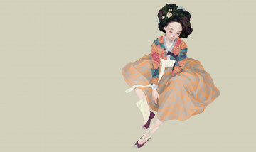 Картинка векторная+графика люди+ people гейша siwoo kim korean geisha арт