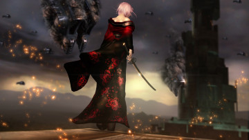 Картинка 3д+графика фантазия+ fantasy девушка фон катана кимоно