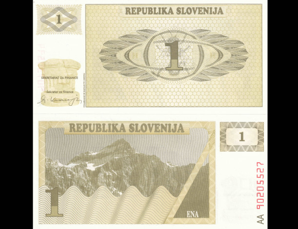 Обои картинки фото разное, золото, купюры, монеты, 1, толар, словения