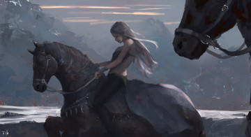 Картинка фэнтези эльфы лошадь