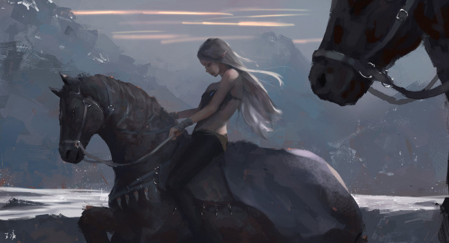 Обои картинки фото фэнтези, эльфы, лошадь