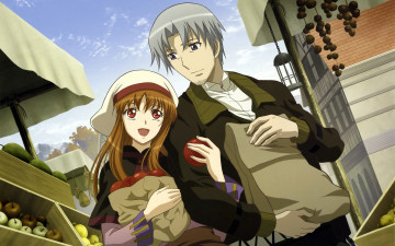 обоя аниме, spice and wolf, horo, spice, and, wolf, craft, lawrence, девушка, арт