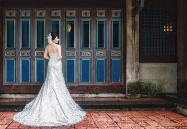 Обои картинки фото девушки, -unsort , азиатки, свадебное, платье, азиатка, девушка