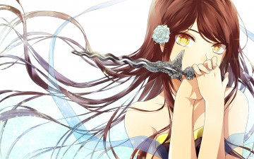 Картинка аниме оружие +техника +технологии арт sakon04 девушка кинжал цветок розы