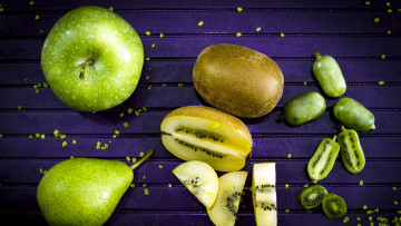 Картинка еда фрукты +ягоды зеленый груша яблоко киви