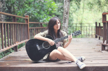 Картинка музыка -другое гитара природа взгляд девушка