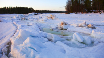 Картинка природа зима лес река лёд