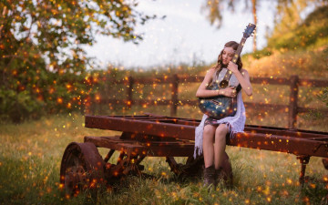 Картинка музыка -другое природа гитара девушка
