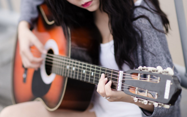 Обои картинки фото музыка, -музыкальные инструменты, гитара, девушка
