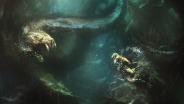 Картинка фэнтези существа вода змей человек