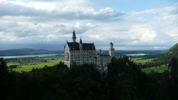 Картинка города замок нойшванштайн германия пейзаж река