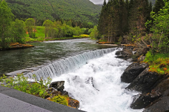 обоя норвегия, loen, природа, водопады, водопад, река