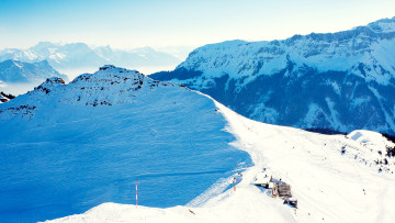 Картинка природа горы турбаза снег