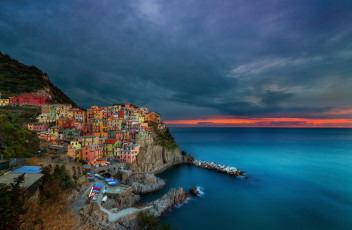 Картинка города амальфийское лигурийское побережье италия закат море дома