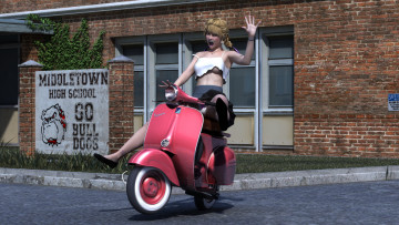 Картинка мотоциклы 3d девушка взгляд фон мотоцикл