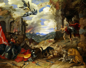 Картинка рисованное живопись аллегория войны картина Ян брейгель младший