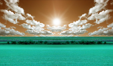 Картинка разное компьютерный+дизайн природа трава луга облака солнце