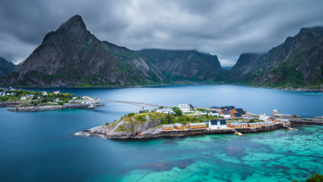 Картинка города лофотенские+острова+ норвегия панорама