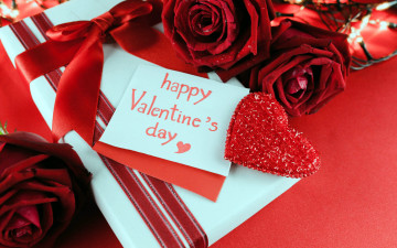 Картинка праздничные день+святого+валентина +сердечки +любовь розы сердце подарок