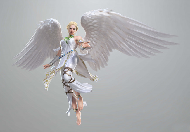 Обои картинки фото видео игры, tekken tag tournament 2, девушка, ангел, крылья, жест