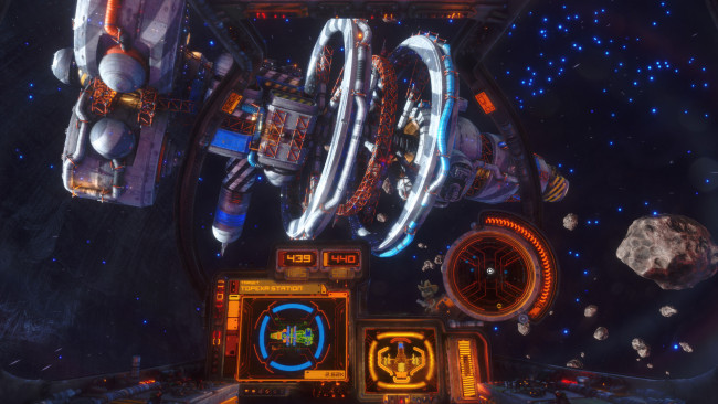 Обои картинки фото видео игры, rebel galaxy outlaw, космос, корабль, метеориты