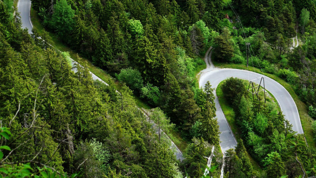 Обои картинки фото природа, дороги, лес, шоссе, дорога, серпантин