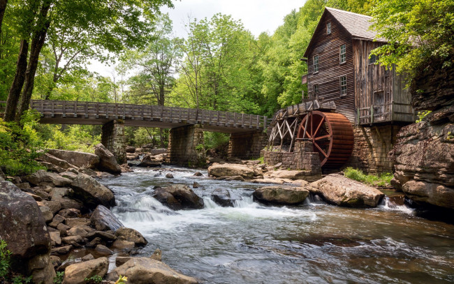 Обои картинки фото glade creek grist mill, разное, мельницы, glade, creek, grist, mill