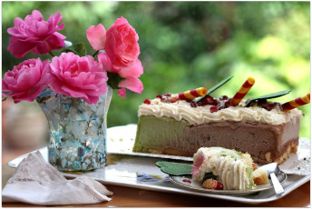 Картинка еда пирожные кексы печенье торт розы