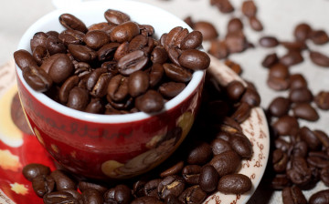 Картинка еда кофе кофейные зёрна блюдце зерна чашка