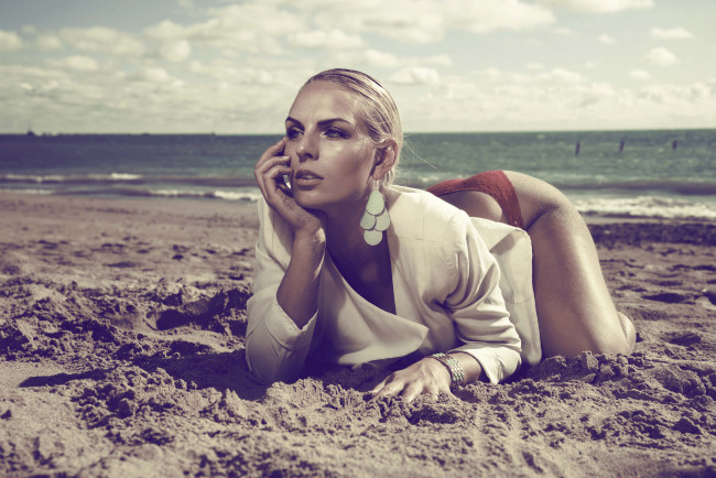 Обои картинки фото -Unsort Блондинки, девушки, unsort, блондинки, пляж, море