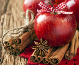 обоя еда, Яблоки, корица, яблоки, бадьян