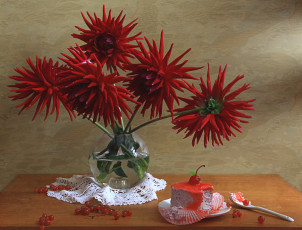 Картинка цветы георгины пирожное бордо