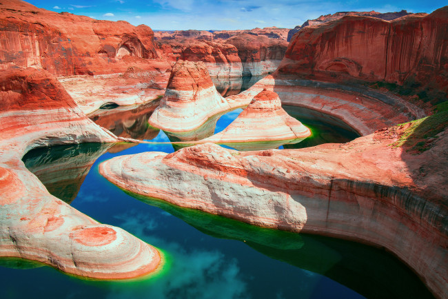 Обои картинки фото природа, реки, озера, небо, каньон, река, скалы, вода, отражения